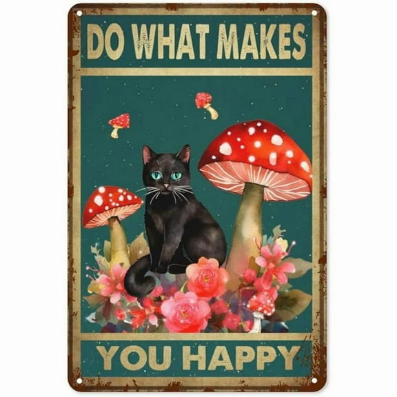 8 x 12inch Cute Red Mushroom Metal Tin Sign Rustic Kitchen Wall Decor Retro Farmhouse Art 8x12 Inch