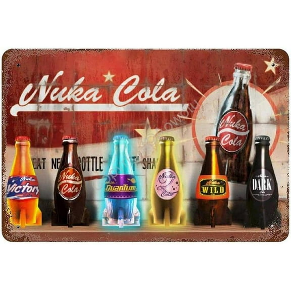 8 x 12inch Vintage Tin Sign - Nuka Cola - Retro Metal Plaques Iron Painting Rusty Wall Decoration Poster for Bar Cafe Home Garage 8*12 Inch