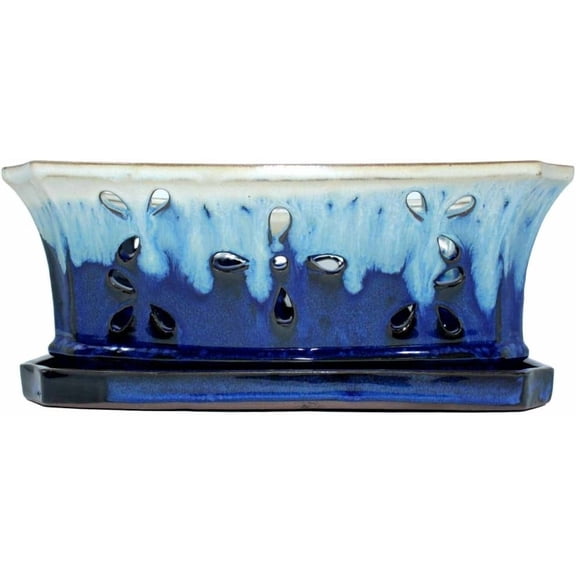 8 x 13 inch Ceramic Window Box (Sky Blue Over Cobalt)