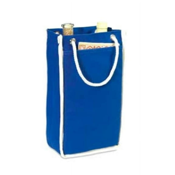 8 x 13 x 3.75 in. Double Bottle Tote Bag - Royal Blue