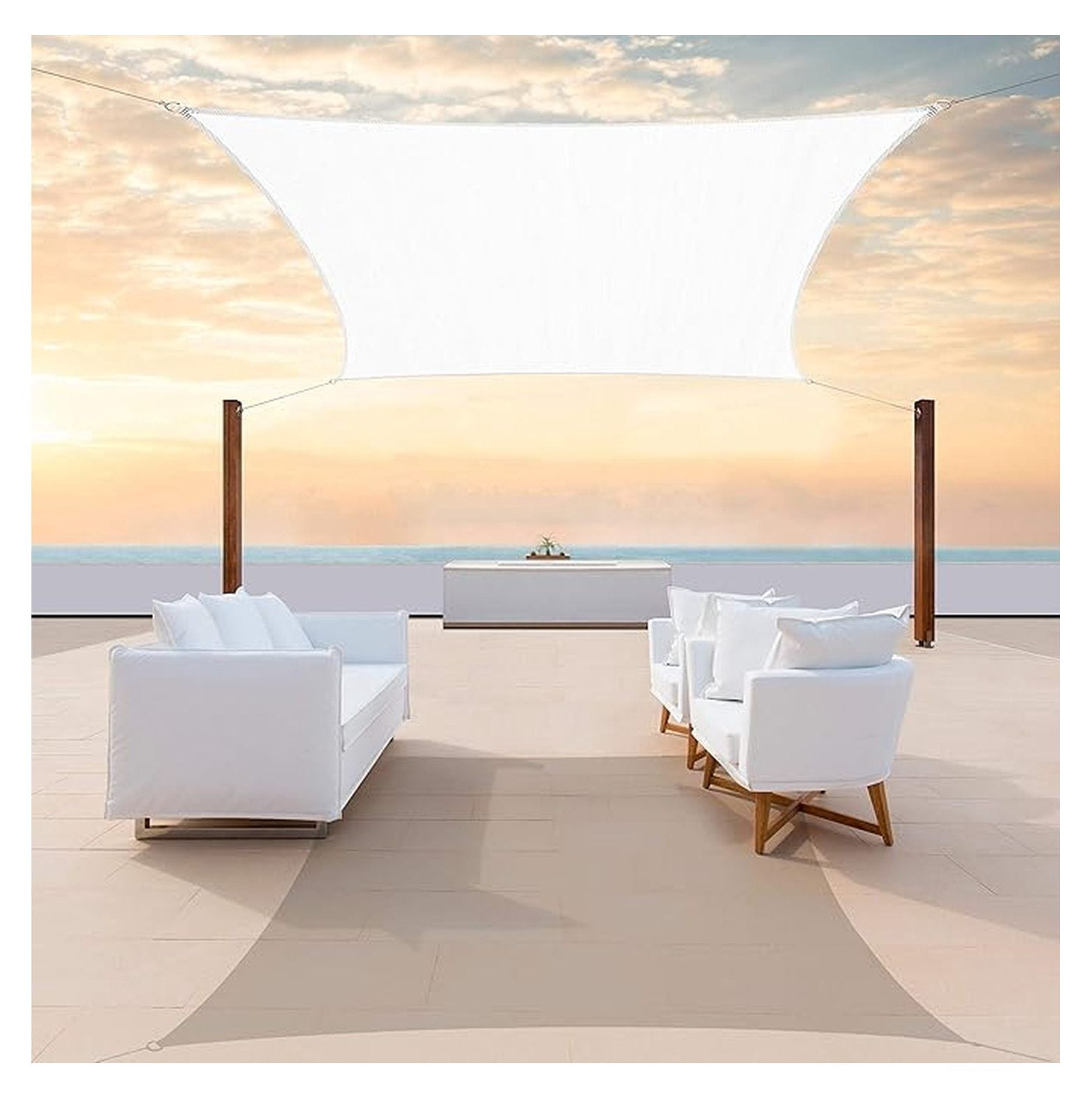 8' x 14' White Sun Shade Sail Rectangle Canopy Fabric Cloth Screen ...