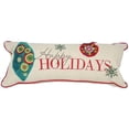 thumbnail image 1 of 8 x 18 in. Beige & Red Christmas Ornaments Linen Blend Zippered Pillow with Embroidery, 1 of 1