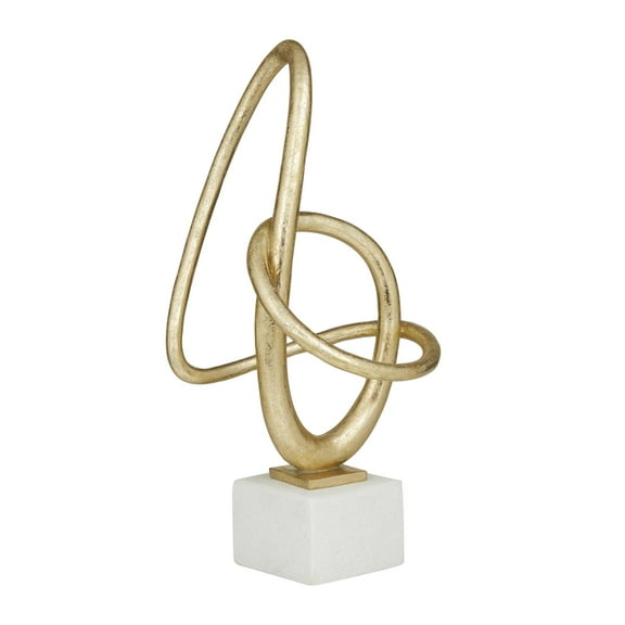 8" x 19" Gold Polystone Swirl Abstract Sculpture, by DecMode