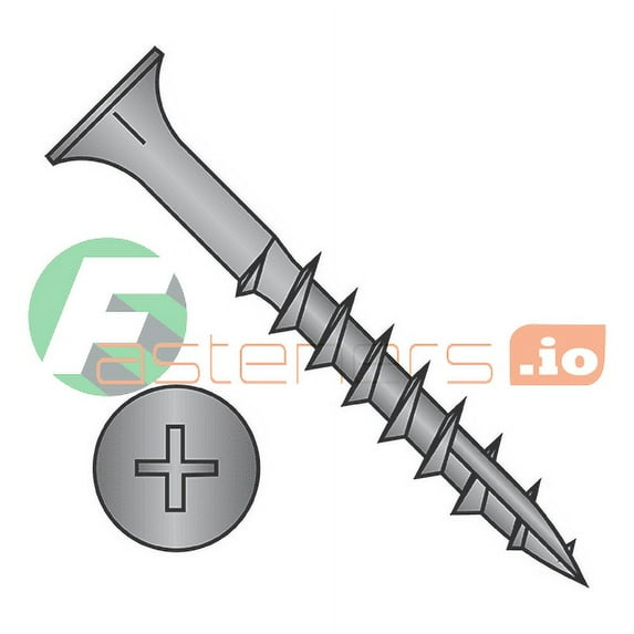 #8 x 2 1/2" Deep Thread Wood Screws / Phillips / Flat Head / Steel / Black Oxide / Type 17 Point Pt / With Nibs / Type 17 Point Point / With Nibs (Quantity: 2,200 pcs)