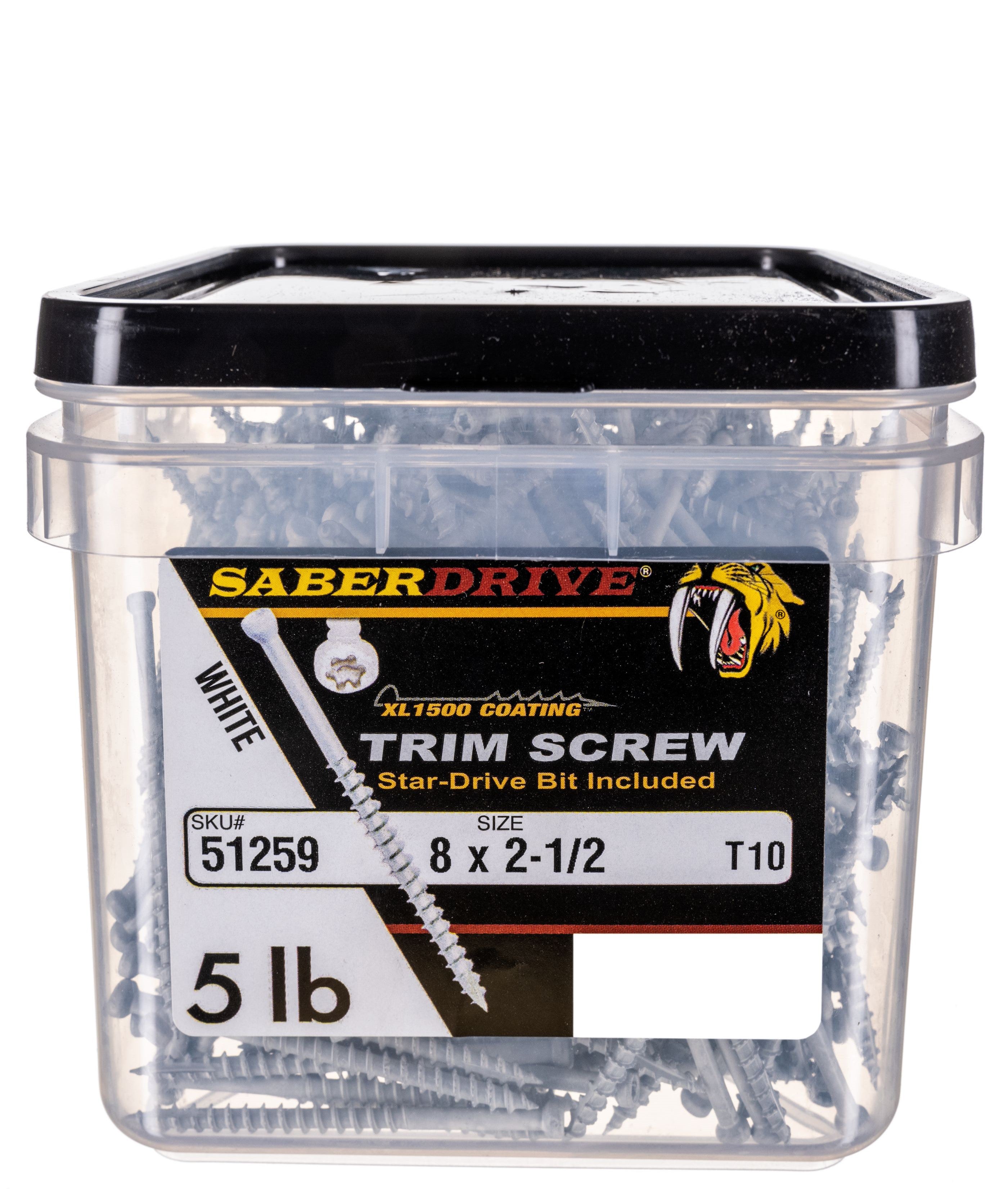 8 x 2-1/2" Star Drive White XL1500 SaberDrive� Trim Screws