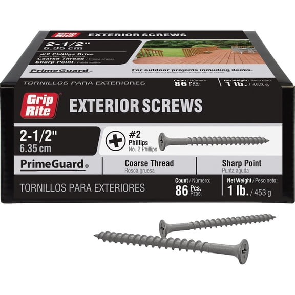 8 x 2-1/2 in. Phillips Bugle-Head Coarse Thread Sharp Point Polymer Coated Exterior Screws 1 lb.-Pack