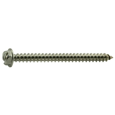 #8 x 2" 18-8 Stainless Steel Slotted Hex Washer Head Sheet Metal Screws SMSHSS-298