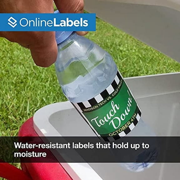8 x 2.5 Waterproof Water Bottle Labels (Laser Printers Only) - Pack of 400 Polyester Labels, 100 Sheets - OnlineLabels