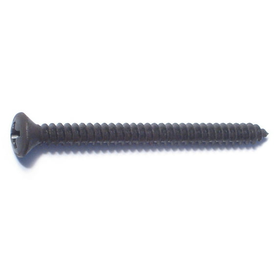 #8 x 2" Black Steel Phillips Oval Head Sheet Metal Screws (12 pcs.)