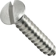 #8 x 2" Oval Head Sheet Metal Screws, Slotted Drive, Stainless Steel 18-8, Fully Threaded, Stainless Steel, Self-Tapping, Quantity 50 By Fastenere