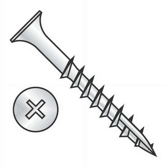 #8 x 2" Stainless Steel Deck Screw Phillips Drive, Bugle Head (Quantity: 500) Type 17 Wood Cutting Point, 1-1/4" of Thread Length, #8 Screw Diameter, 2" Screw Length