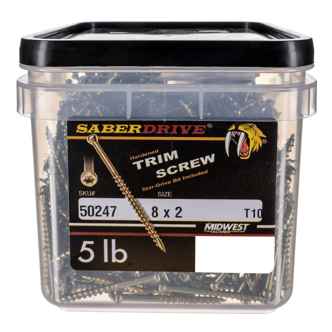 8 x 2" Star Drive Yellow Zinc SaberDrive� Trim Screws