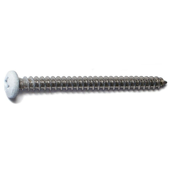 #8 x 2" White Painted 18-8 Stainless Steel Phillips Pan Head Sheet Metal Screws SMSPSS-595
