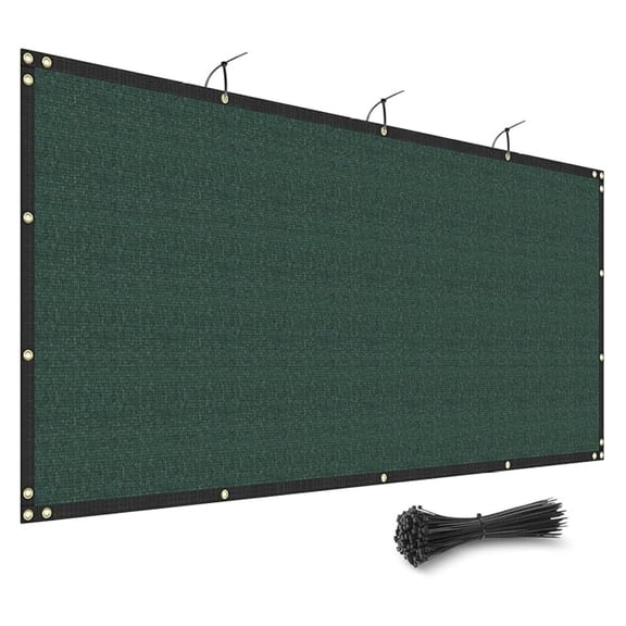 8' x 20' Green Fence Privacy Screen Outdoor Heavy Duty Fencing Mesh Net Outside UV Blockage Windscreen Fabric Shade Cover Tarp for Wall Backyard Patio Garden, Cable Zip Ties Included