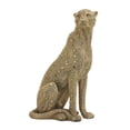 thumbnail image 1 of 8" x 21" Gold Polystone Carved Encrusted Beading Leopard Sculpture with Diamond Shaped Mirrored Accent, by DecMode, 1 of 13
