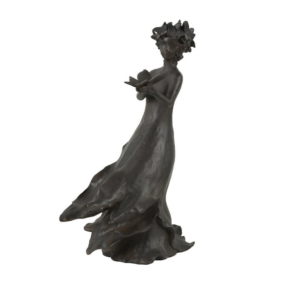8" x 22" Dark Gray Resin Woman Sculpture, by DecMode