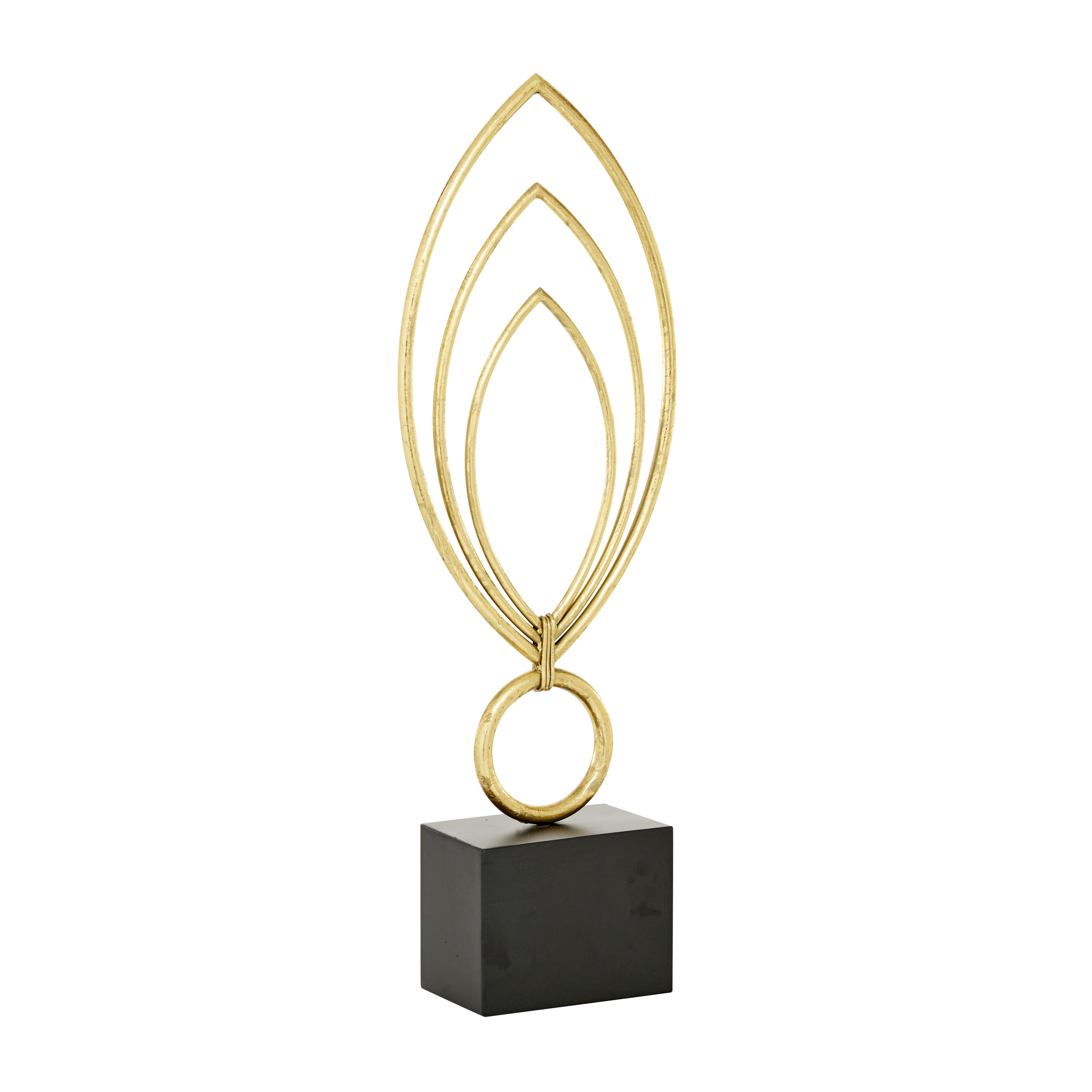 8" x 24" Gold Metal Abstract Sculpture with Black Base, by CosmoLiving by Cosmopolitan