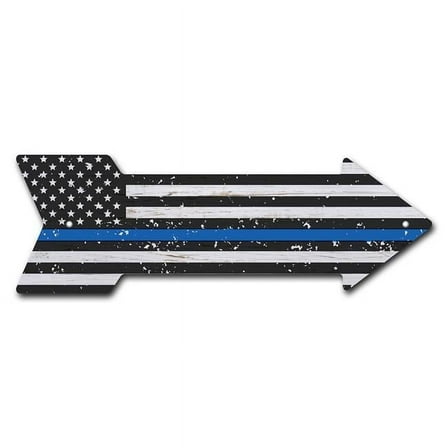 8 x 24 in. Wide American Flag Thin Blue Line Arrow Sign