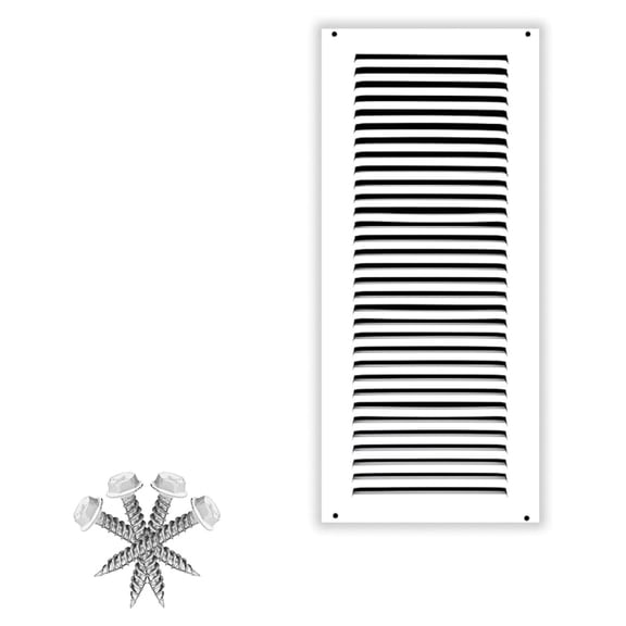 ["8" x 26" Return Air Grille - Sidewall and Ceiling - HVAC Vent Duct Cover Diffuser - [White] [Outer Dimensions: 9.75w X 27.75" h]", "", ""]