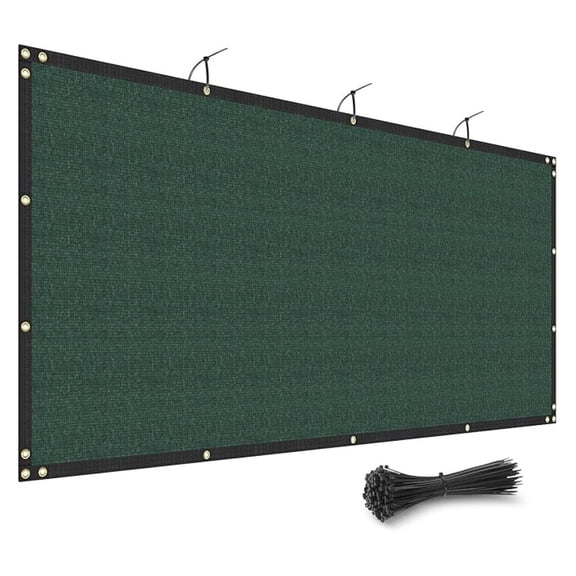 8' x 29'10" Green Fence Privacy Screen Outdoor Heavy Duty Fencing Mesh Net Outside UV Blockage Windscreen Fabric Shade Cover Tarp for Wall Backyard Patio Garden, Cable Zip Ties Included