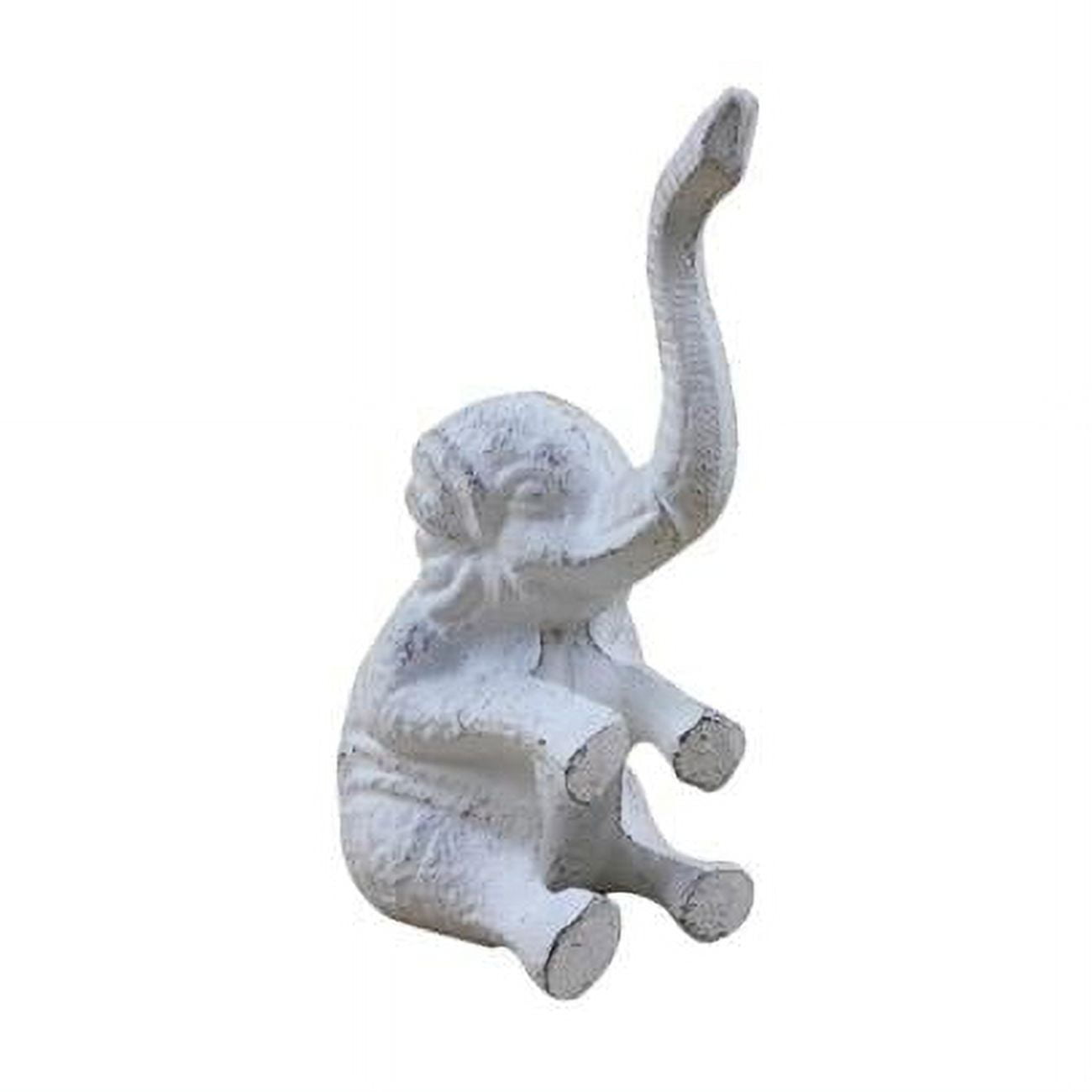 8 x 3.5 x 4.5 in. Whitewashed Cast Iron Elephant Metal Door Stop