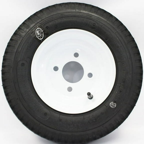 8" x 3.75" 4-4" White Trailer Wheel