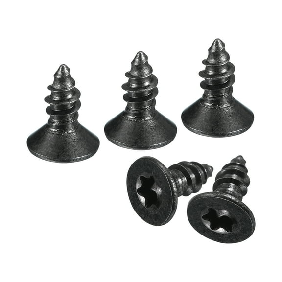 #8 x 3/8-inch Flat Head Torx/Star Wood Screws, 50 Pcs 304 Stainless Steel, Full Threaded, Black Coated, Fit T20 Bit