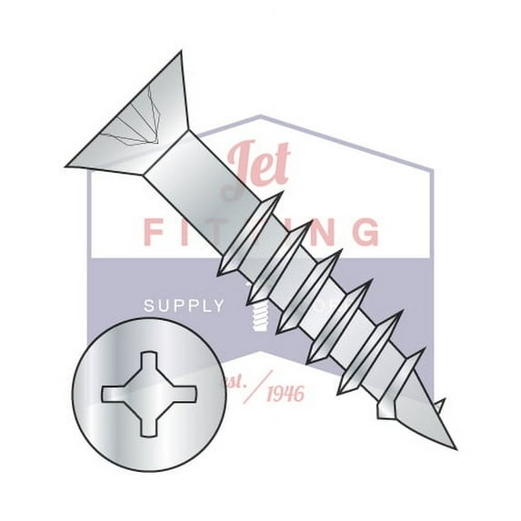 #8 x 3" Deep Thread Wood Screws | Flat Square-Phillips | NO Nibs | Type 17 Pt | 2/3 Thread Partially Threaded | Steel | Zinc (Quantity: 1600)