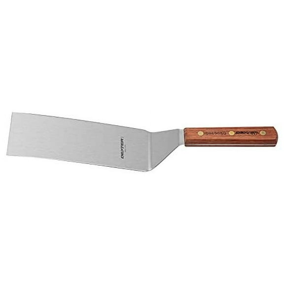 8 x 3" Hamburger Turner with Square End | S8698SQ-PCP | Natural Rosewood Handle | Beveled Edges for Easy Cutting & Scooping | Durable Brass Rivets | High-Carbon Stainless Steel Blade$$Garden & Patio