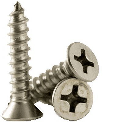 #8 x 3" Self Tapping Screw, Stainless Steel (18-8), Phillips Flat Head, Type A (inch), (QUANTITY: 200), Type A Point, Flat, Phillips, Fully Threaded
