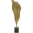 thumbnail image 1 of 8" x 30" Gold Aluminum Textured Leaf Abstract Sculpture with Black Marble Base, by DecMode, 1 of 12
