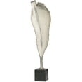 thumbnail image 1 of 8" x 30" Silver Aluminum Textured Leaf Abstract Sculpture with Black Marble Base, by DecMode, 1 of 13