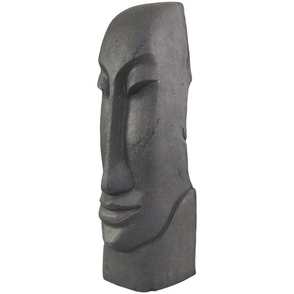 8" x 31" Black Resin Tall Distressed Totem Face Sculpture, by DecMode
