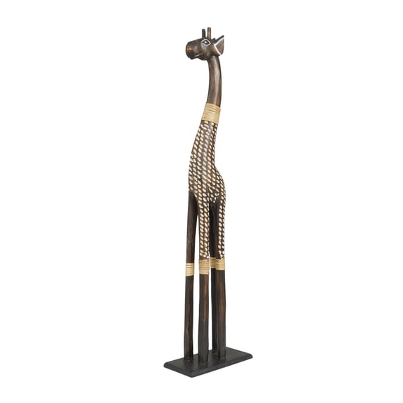8" x 31" Dark Brown Wood Giraffe Sculpture, by DecMode