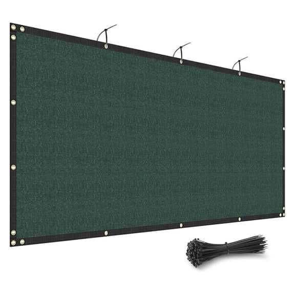 8' x 36' Green Fence Privacy Screen Outdoor Heavy Duty Fencing Mesh Net Outside UV Blockage Windscreen Fabric Shade Cover Tarp for Wall Backyard Patio Garden, Cable Zip Ties Included