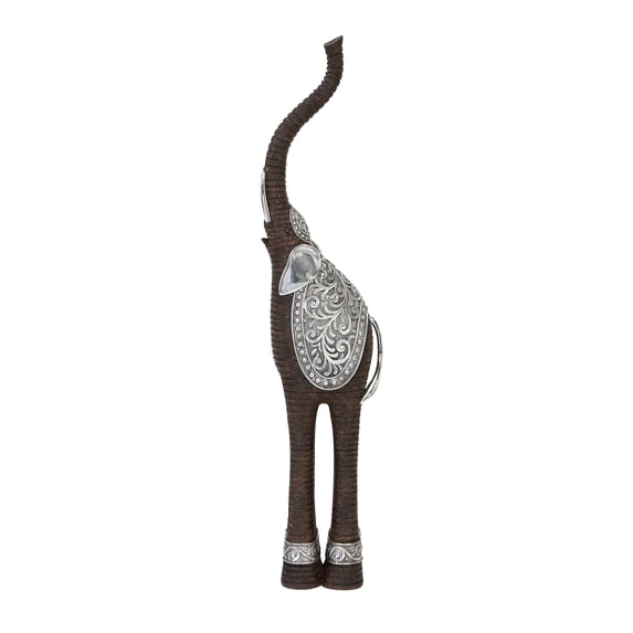 8" x 38" Brown Polystone Elephant Sculpture, by DecMode