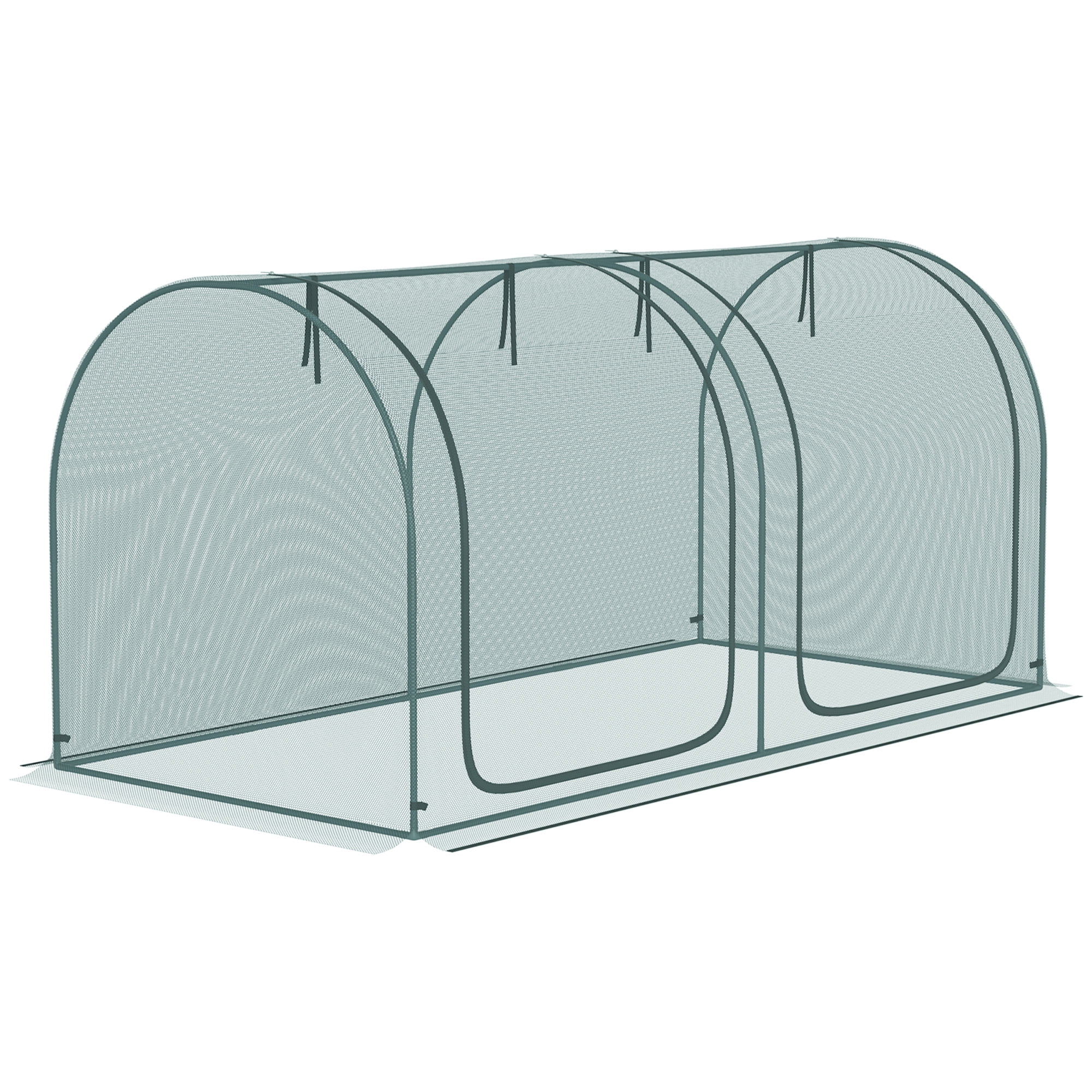 8' x 4' Crop Cage, Plant Protection Tent with Two Zippered Doors, Storage Bag and 4 Ground Stakes, for Garden, Yard, Lawn, Green