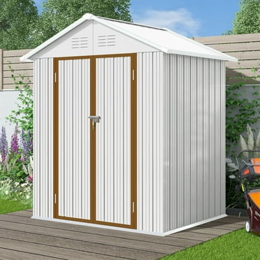 6' x 4' Outdoor Metal Storage Shed , Seizeen Tools Storage Shed, Galvanized Steel Garden Shed with Lockable Doors for Backyard, Patio, Lawn