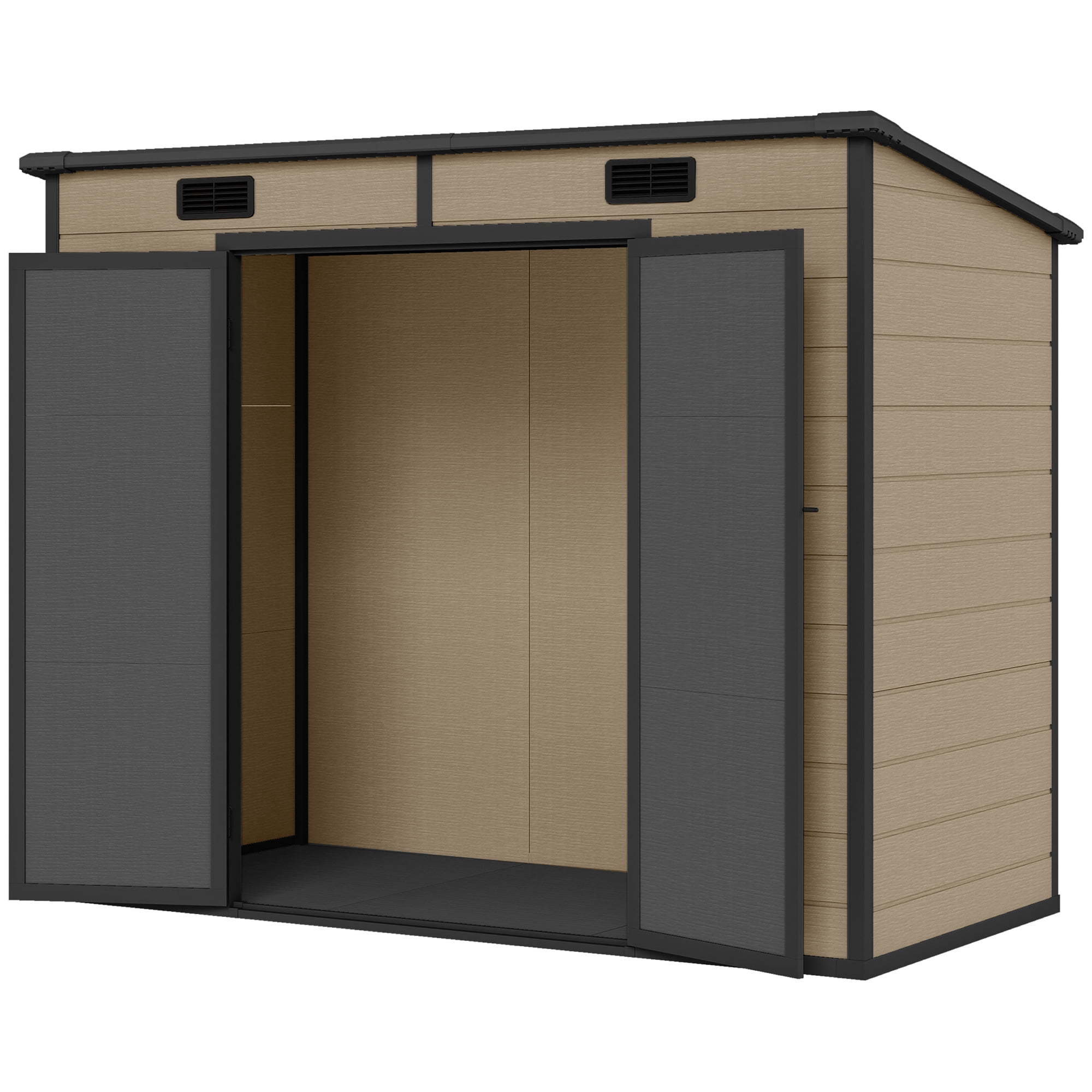 8' x 4' Plastic Outdoor Storage Shed with Floor, Window, Lockable Doors ...