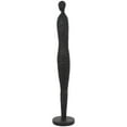 thumbnail image 1 of 8" x 43" Black Polyresin Tall Slim Figure People Sculpture with Ribbed Body and Glitter Accents, by DecMode, 1 of 10