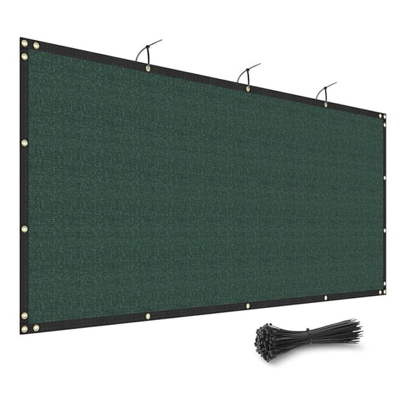 8' x 43' Green Fence Privacy Screen Outdoor Heavy Duty Fencing Mesh Net Outside UV Blockage Windscreen Fabric Shade Cover Tarp for Wall Backyard Patio Garden, Cable Zip Ties Included