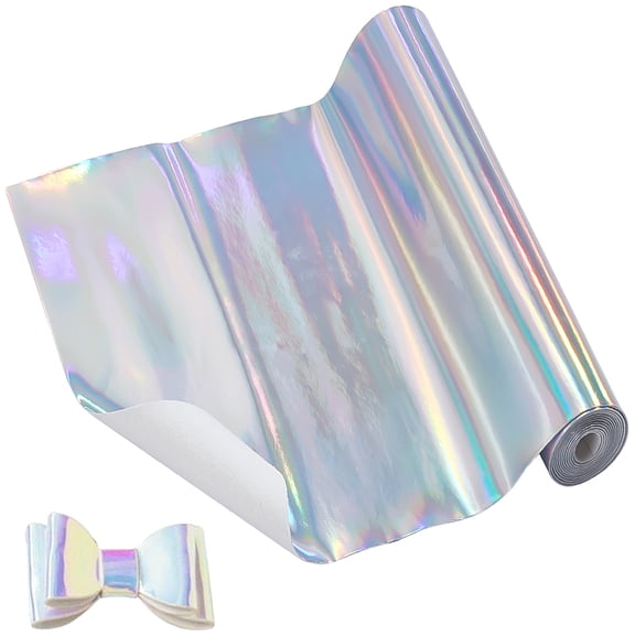 8x 47Holographic Vinyl Fabric Silver Laser Leather Sheets Rolls Metallic Mirrored Vinyl Crafts Fabric Iridescent Reflective Radium Film