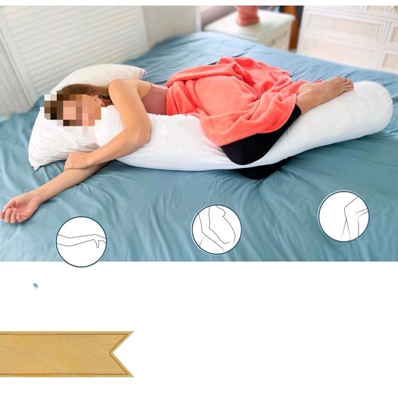 8 x 48 Round Body Pillow - Adjustable Bolster Pillow for Bed with Removable Cover - Body roll Pillow Maternity Pillow - White$$