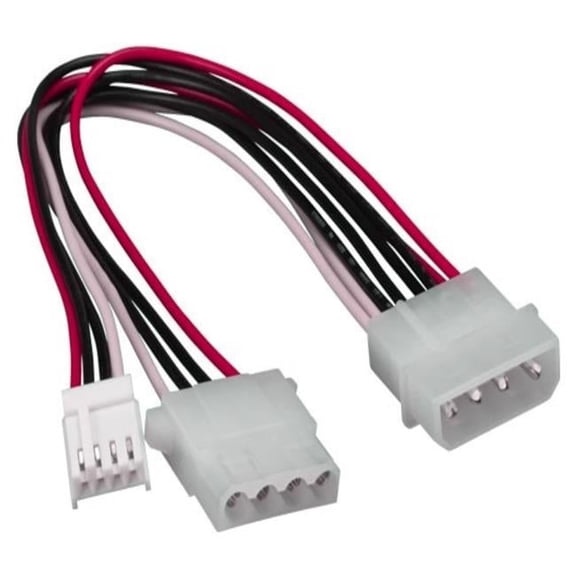 8 x 5.25 in. Male to 3.5 in. Female with 5.25 in. Female Internal Power Y Cable - White