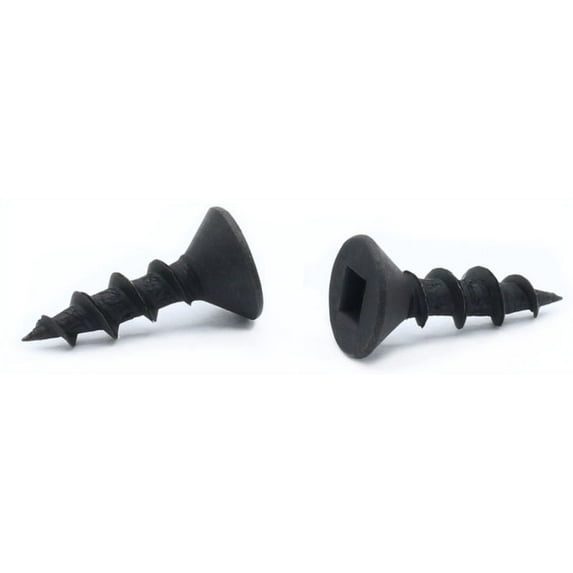 #8 x 5/8" Deep Thread Wood Screws / Square / Flat Head / Steel / Black Oxide / No Nibs - 12000 Piece Carton