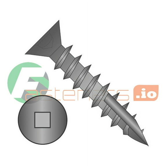 #8 x 5/8" Deep Thread Wood Screws / Square / Flat Head / Type 17 Point Pt / Steel / Black Oxide / No Nibs / Type 17 Point Point / Full Thread (Quantity: 8,000 pcs)
