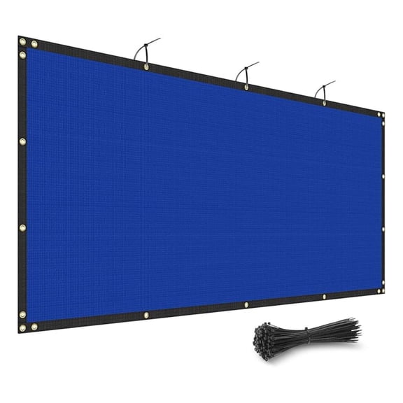 8' x 5' Blue Fence Privacy Screen Outdoor Heavy Duty Fencing Mesh Net Outside UV Blockage Windscreen Fabric Shade Cover Tarp for Wall Backyard Patio Garden, Cable Zip Ties Included