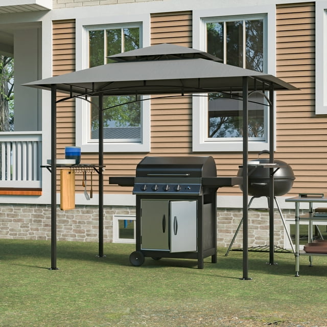 8 x 5 FT Grill Gazebo Outdoor Two Tier Barbecue Canopy Tent BBQ Pergola