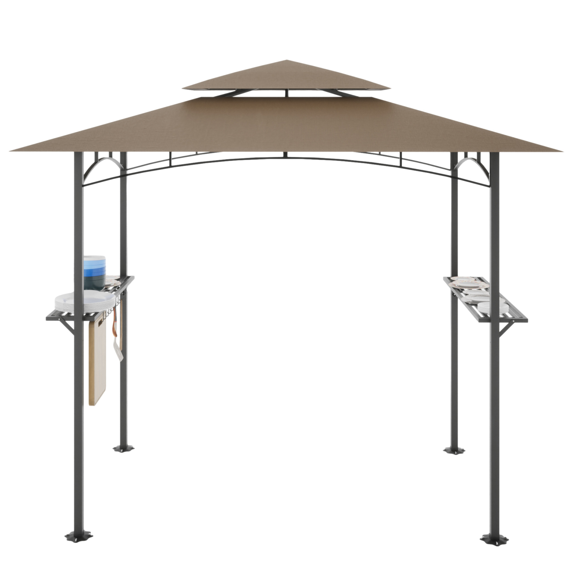 8 x 5 Grill Gazebo Canopy, Double Tiered Outdoor Grill Gazebo with