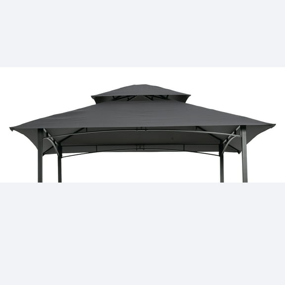 8' x 5' Replacement Gazebo Canopy Top Double Tiered Patio Cover Outdoor Garden Roof Sunshade,Gray